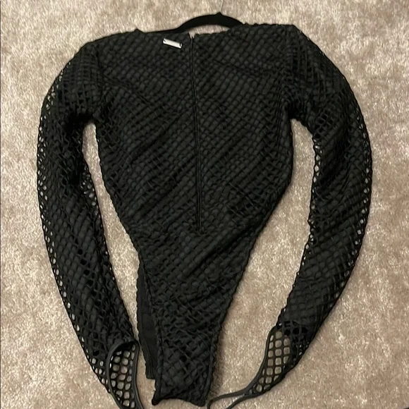 Black Mesh Long Sleeve Top - Picture 3 of 3